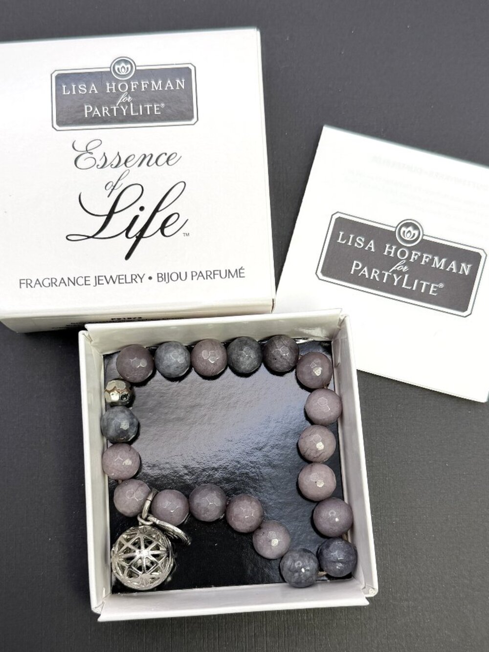 Lisa Hoffman PartyLite Grey Stone Fragrance Bracelet Sphere Charm P81973